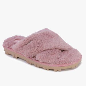 NWT Nautica Women's Faux-Fur Crisscross Slide Pink Sandal Size 8